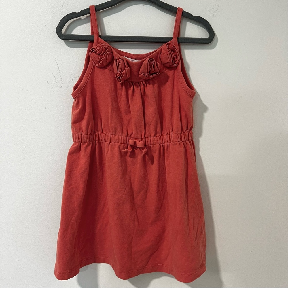 Janie & Jack Girls 18-24M Sundress Muted Coral 3D Rose Collar Cotton Dress